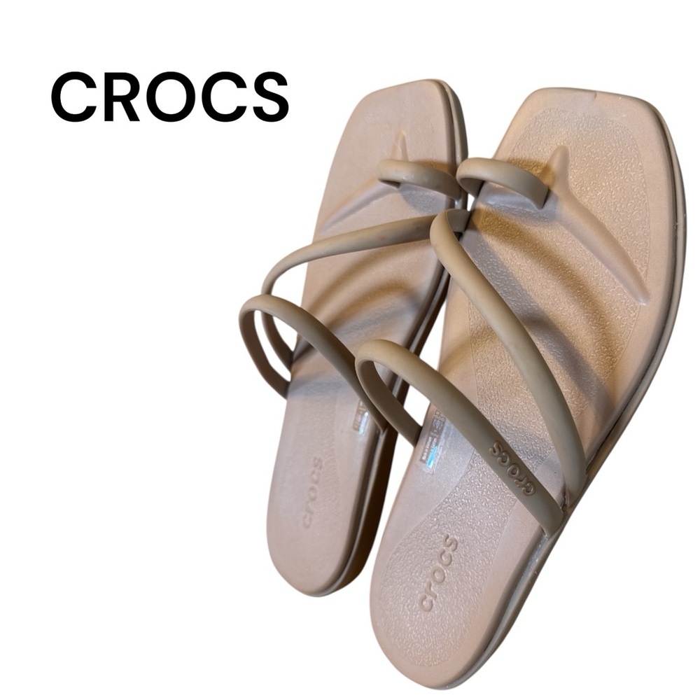 CROCS Women's Strappy Toe-Post Sandals in Beige